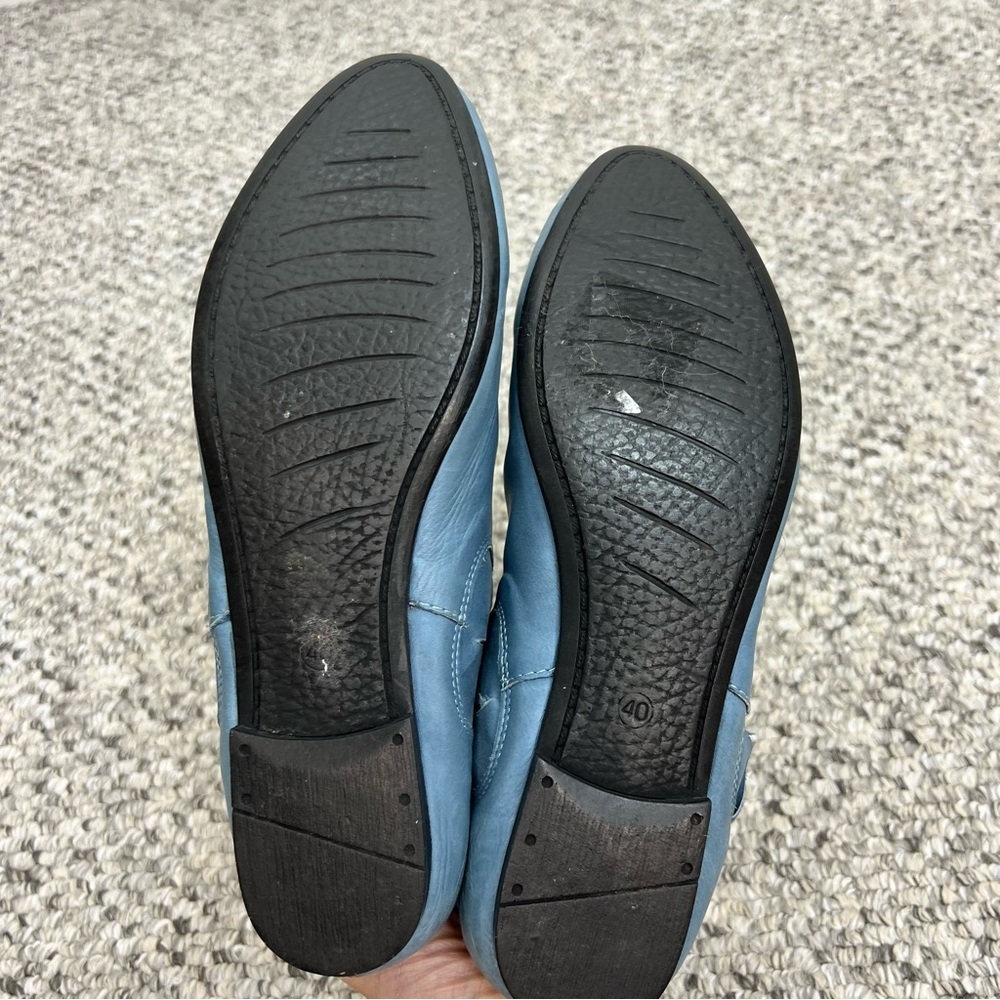 Bueno Turkey soft blue leather molded detail slip on shoes slides EU 40 US 9-9.5 - Picture 4 of 13